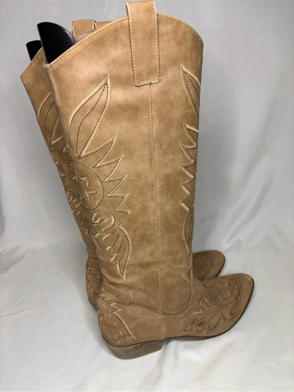 Almira Tan Embroidered Over-the-Knee Western Boots